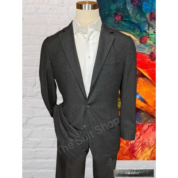 Gucci 40R Gray Flannel Unstructured Unlined Casual Flannel Blazer 3/2 Roll - Picture 1 of 13